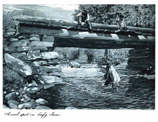 Old Lithograf of fishing in June at www.eugenemacri.com
